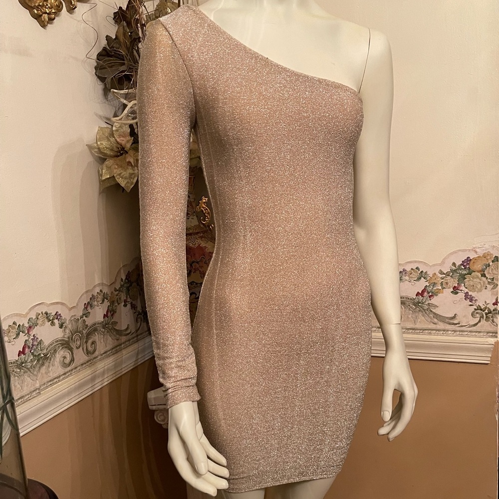 Gold Glitter Diamante Bodycon Dress.